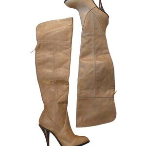 NWOB BCBGMaxazaria Over the knee Tan Leather High Heel Boots Retail $595